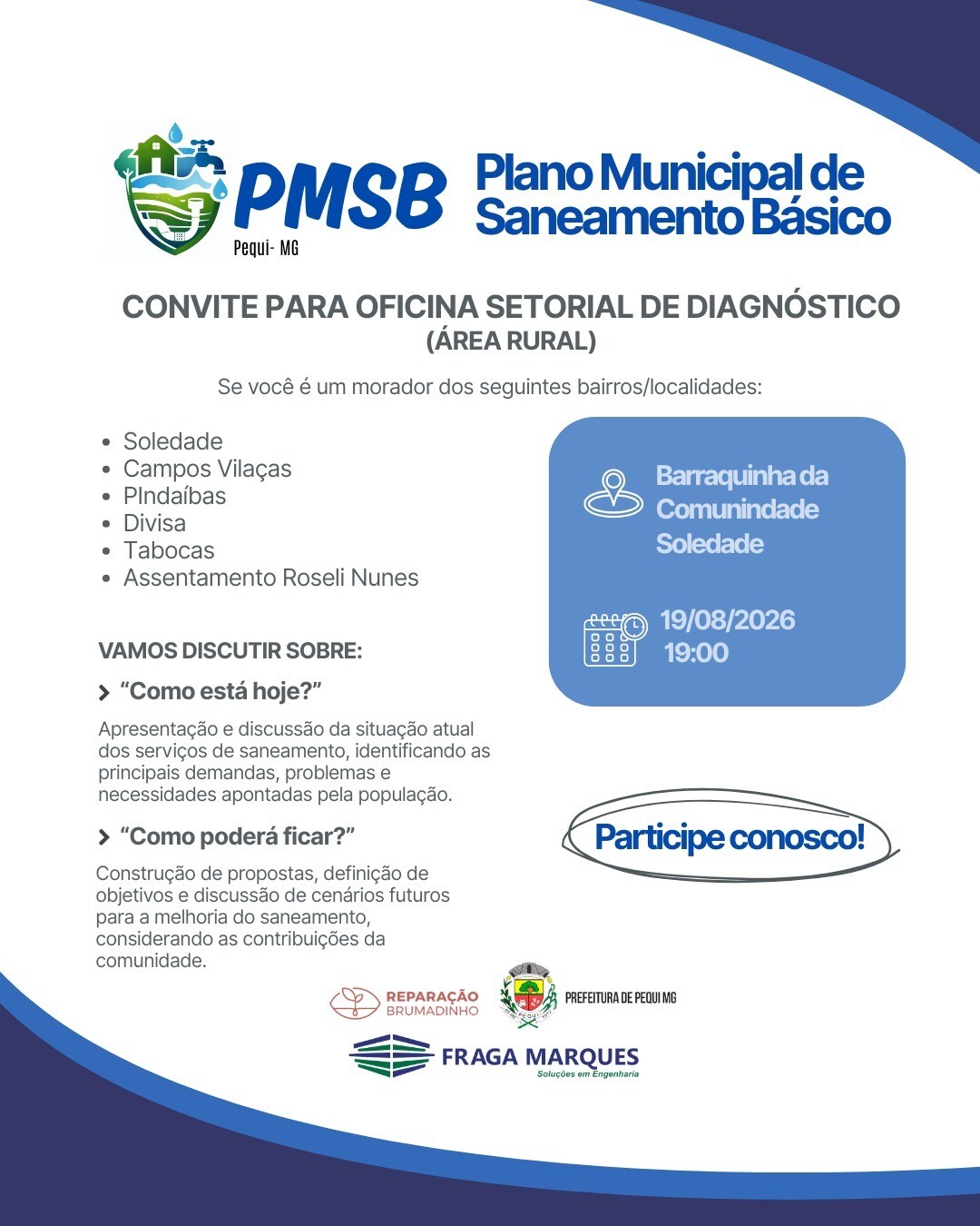 CONVITE PARA OFICINAS SETORIAIS DE DIAGNÓSTICO DO PLANO MUNICIPAL DE SANEAMENTO BÁSICO